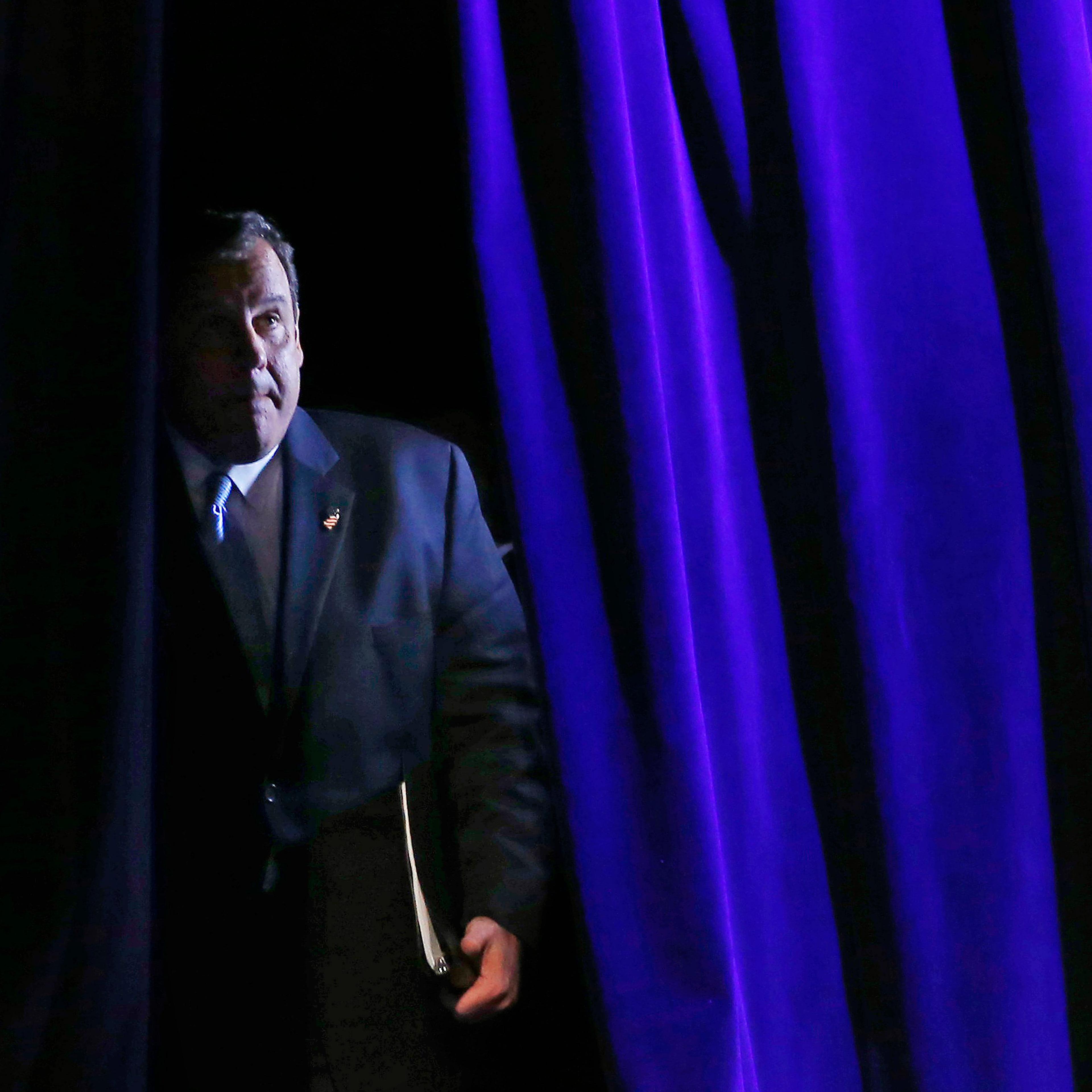 Governor of New Jersey Chris Christie arrives to speak at the Freedom Summit in Des Moines