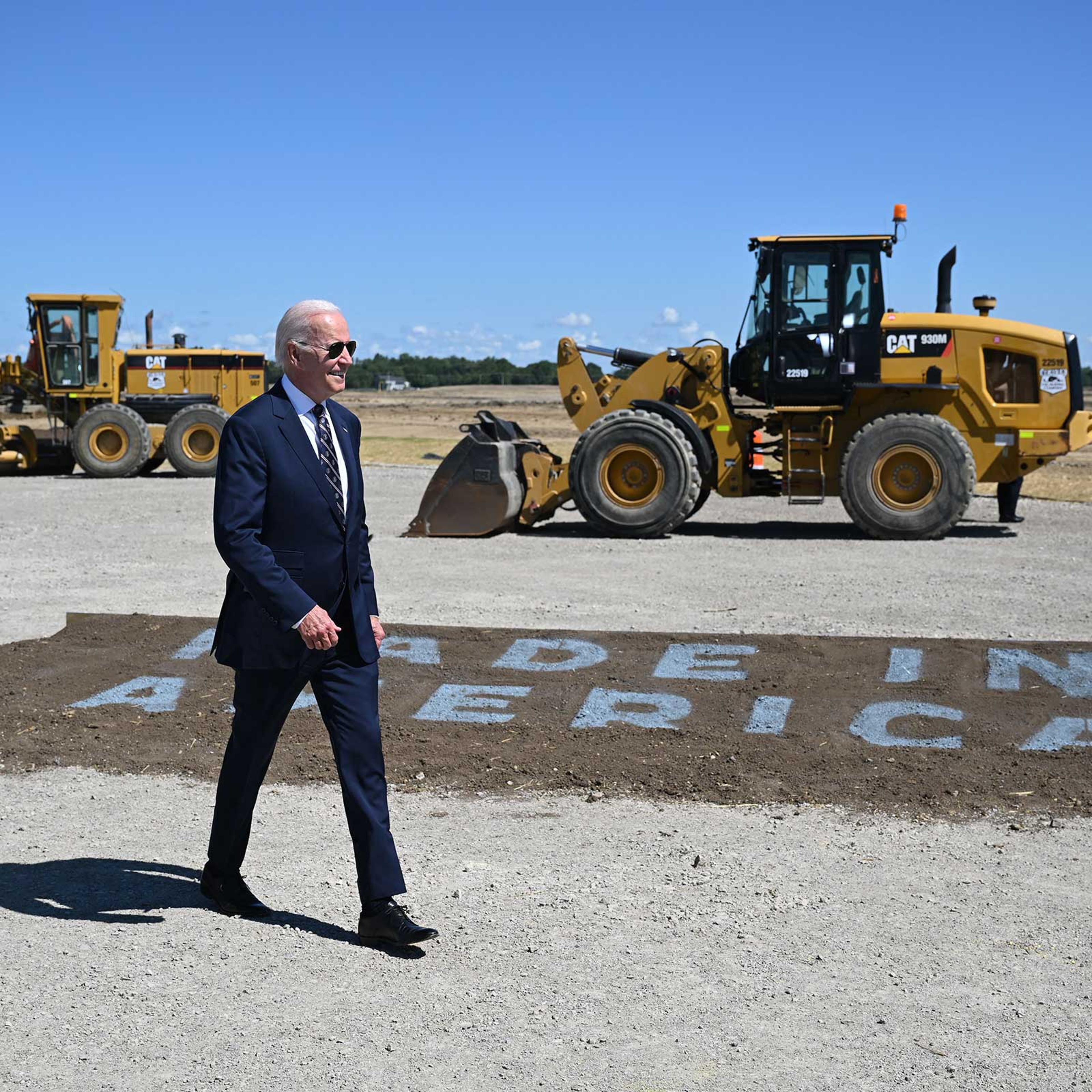 Joe Biden arrives to speak on rebuilding US manufacturing