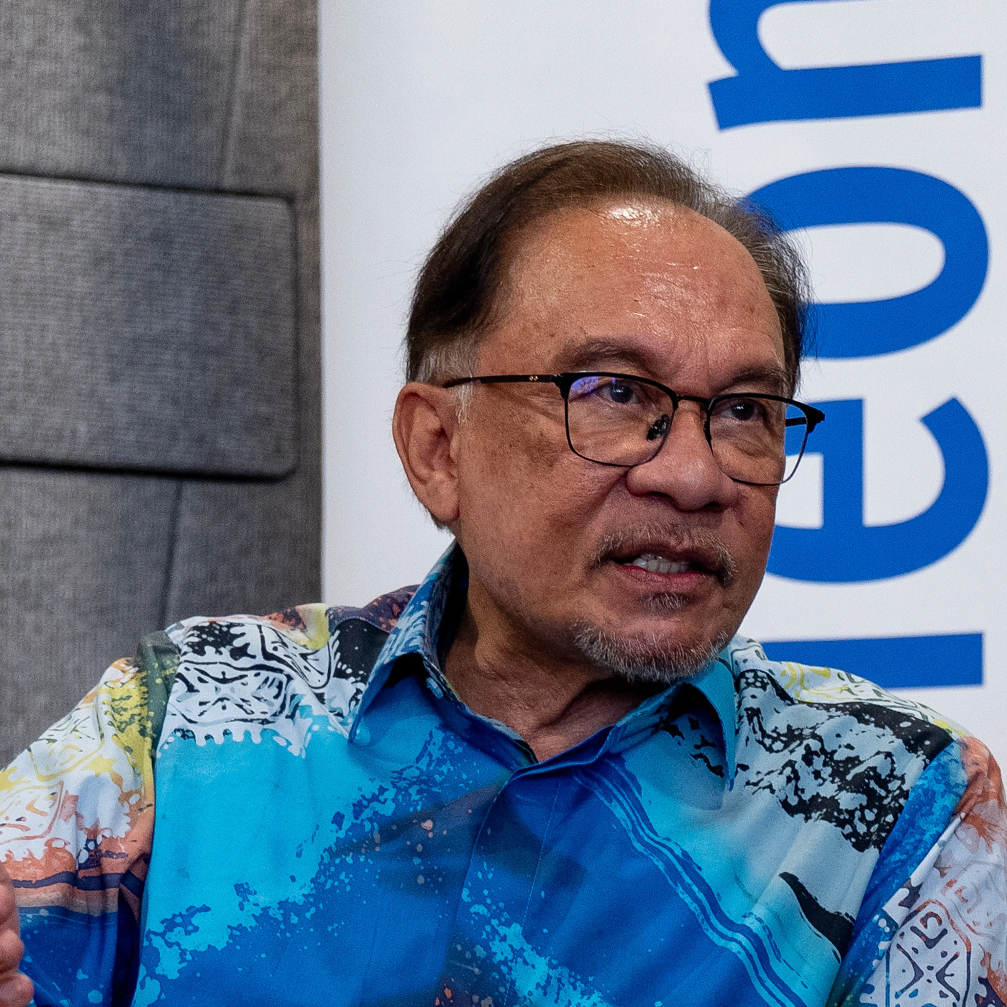 Prime Minister Anwar Ibrahim talks to TIME at the opening of an Infineon semiconductor fab in Kulim, Malaysia, Aug. 8, 2024.
