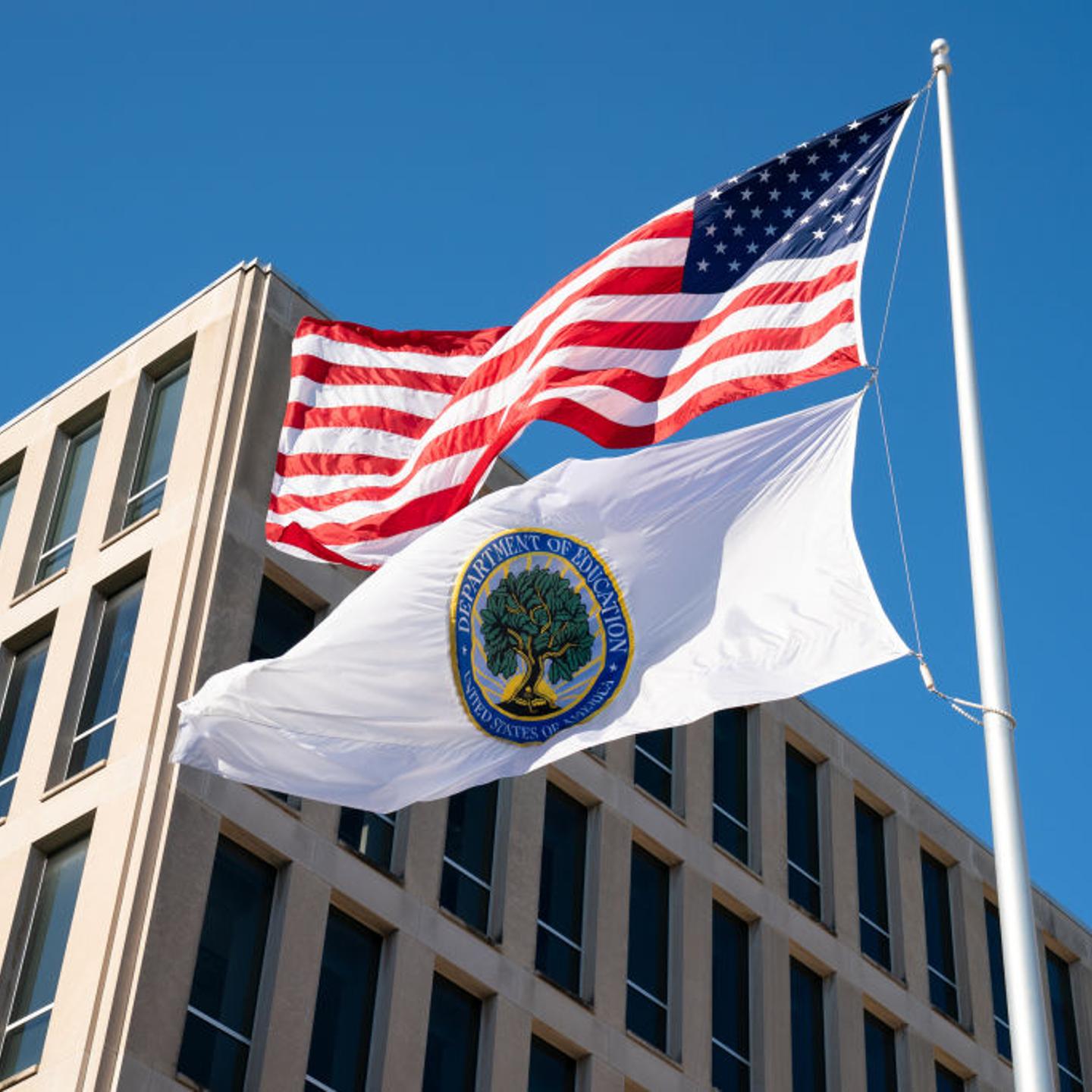 Flags for the U.S. and the U.S. Department of Education