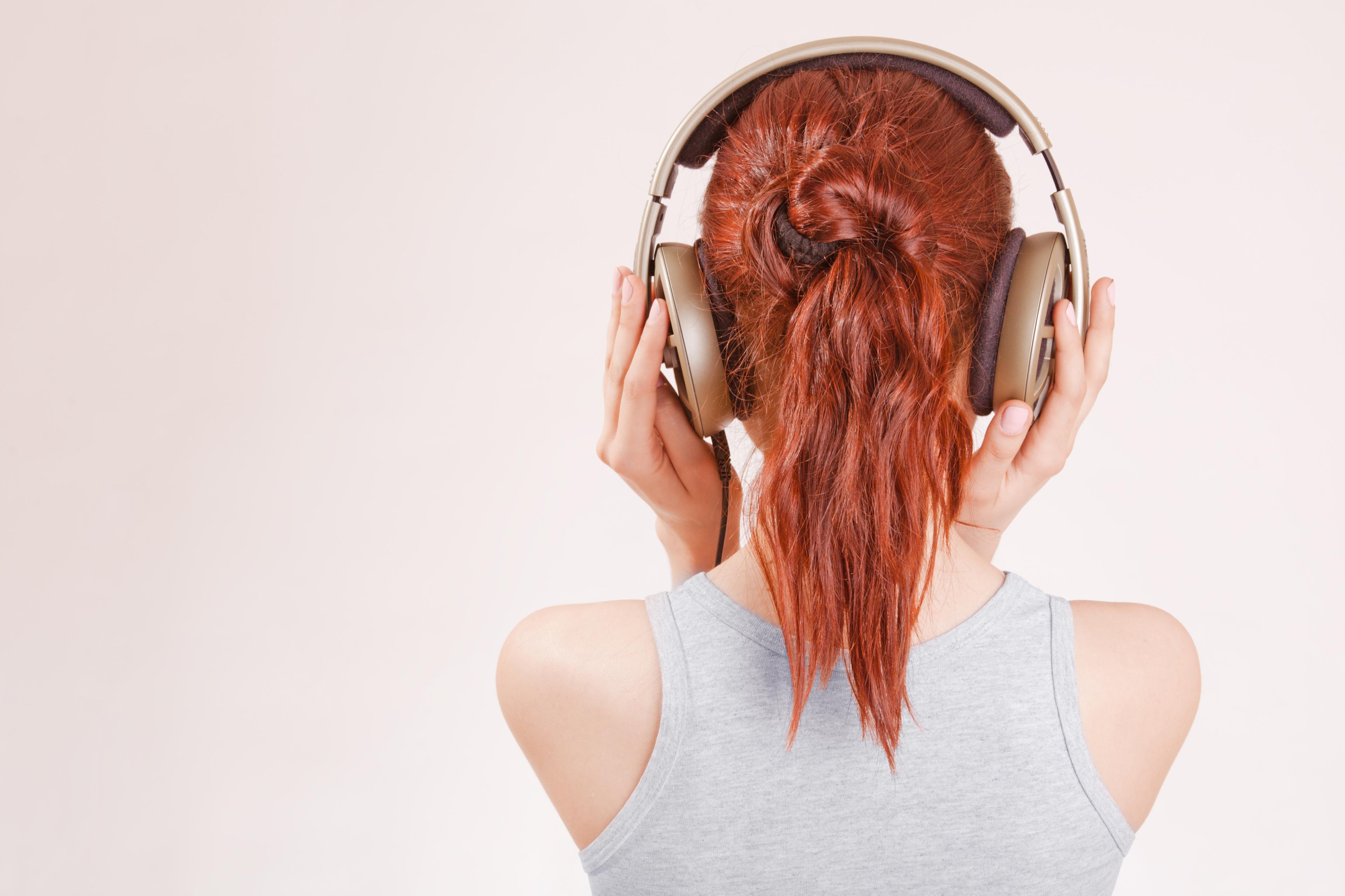 Girl in big headphones