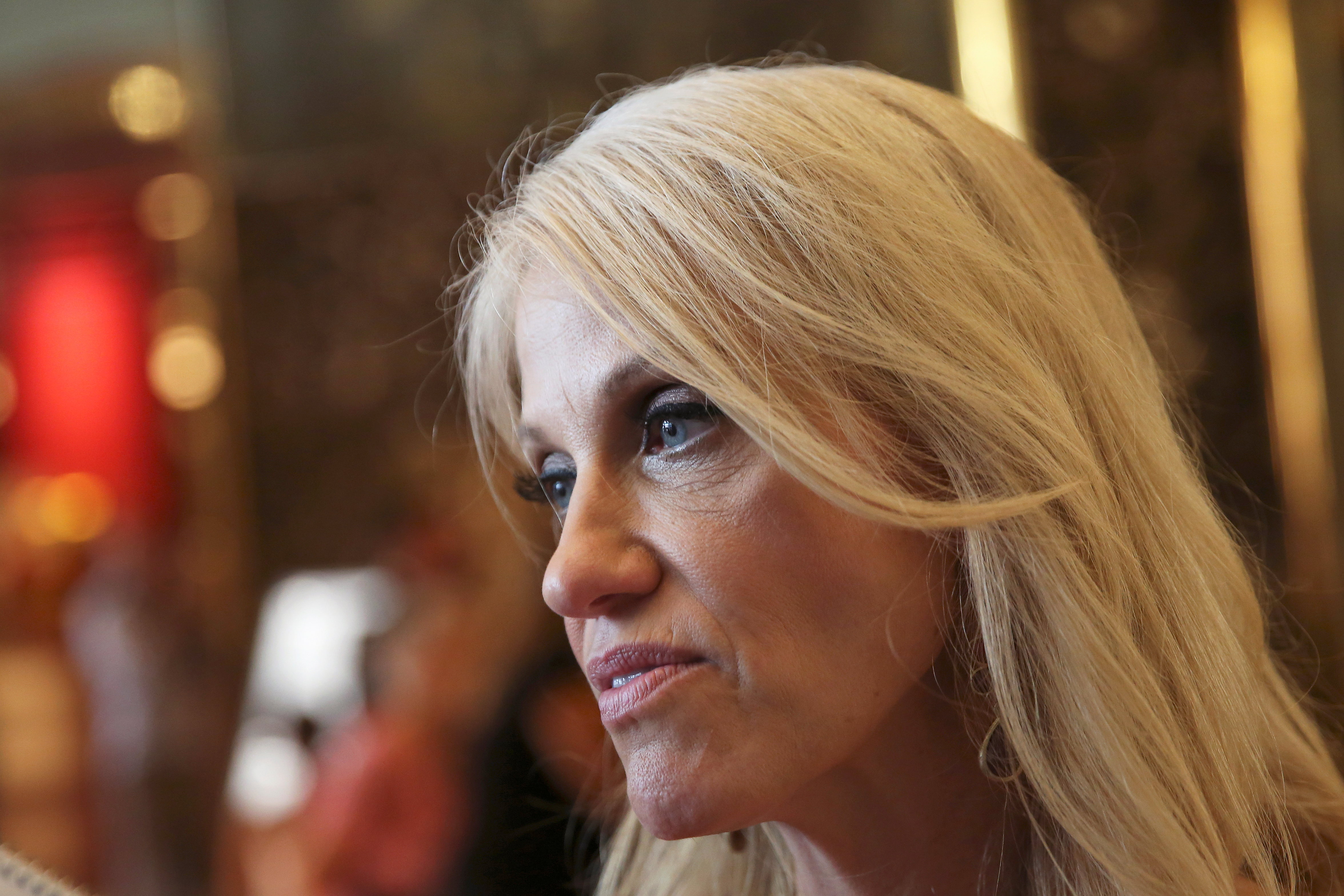 Campaign manager Kellyanne Conway for U.S. Republican presidential nominee Donald Trump speaks to the media at Trump Tower in the Manhattan borough of New York