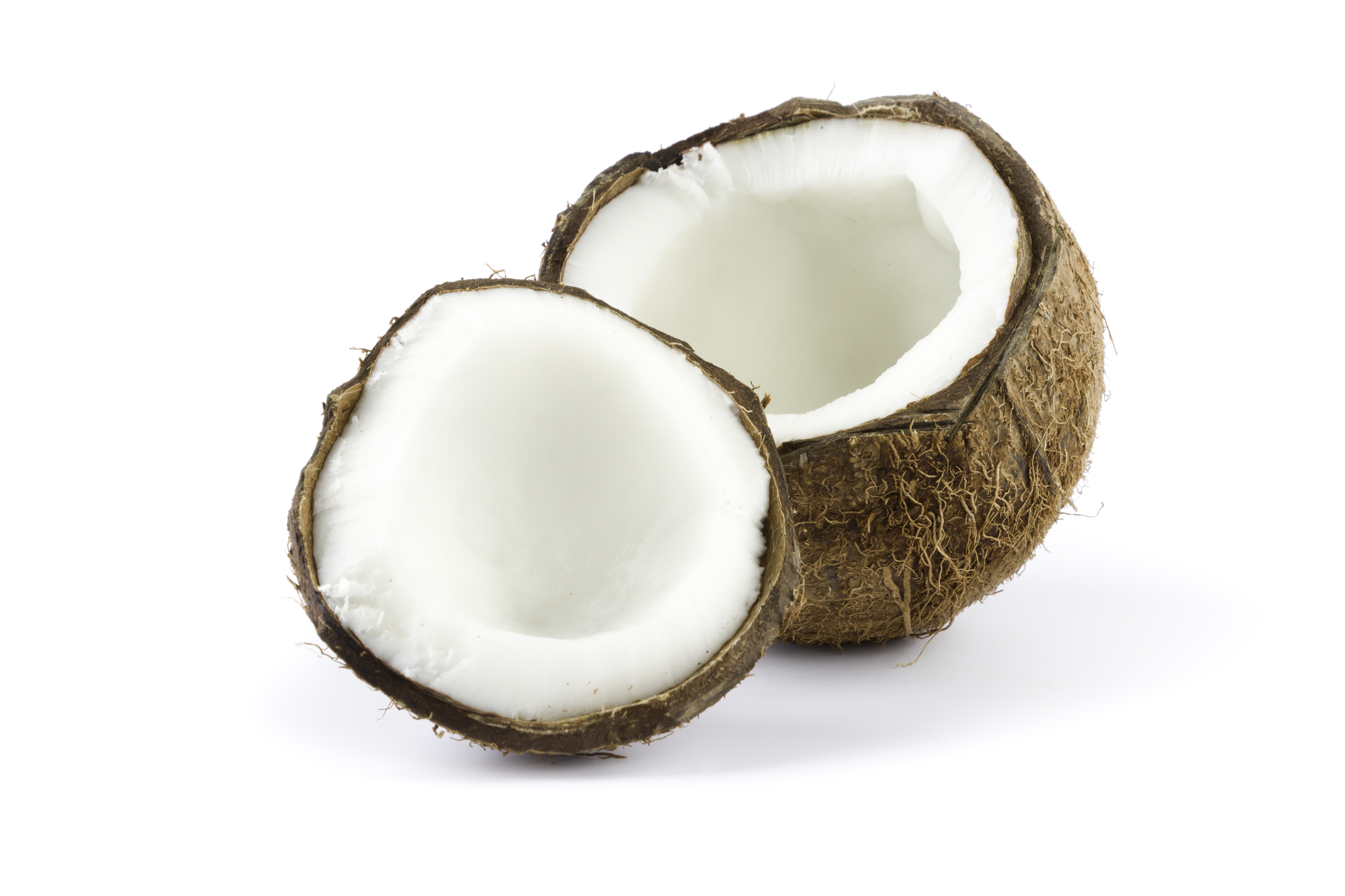 broken coconut isolated on white