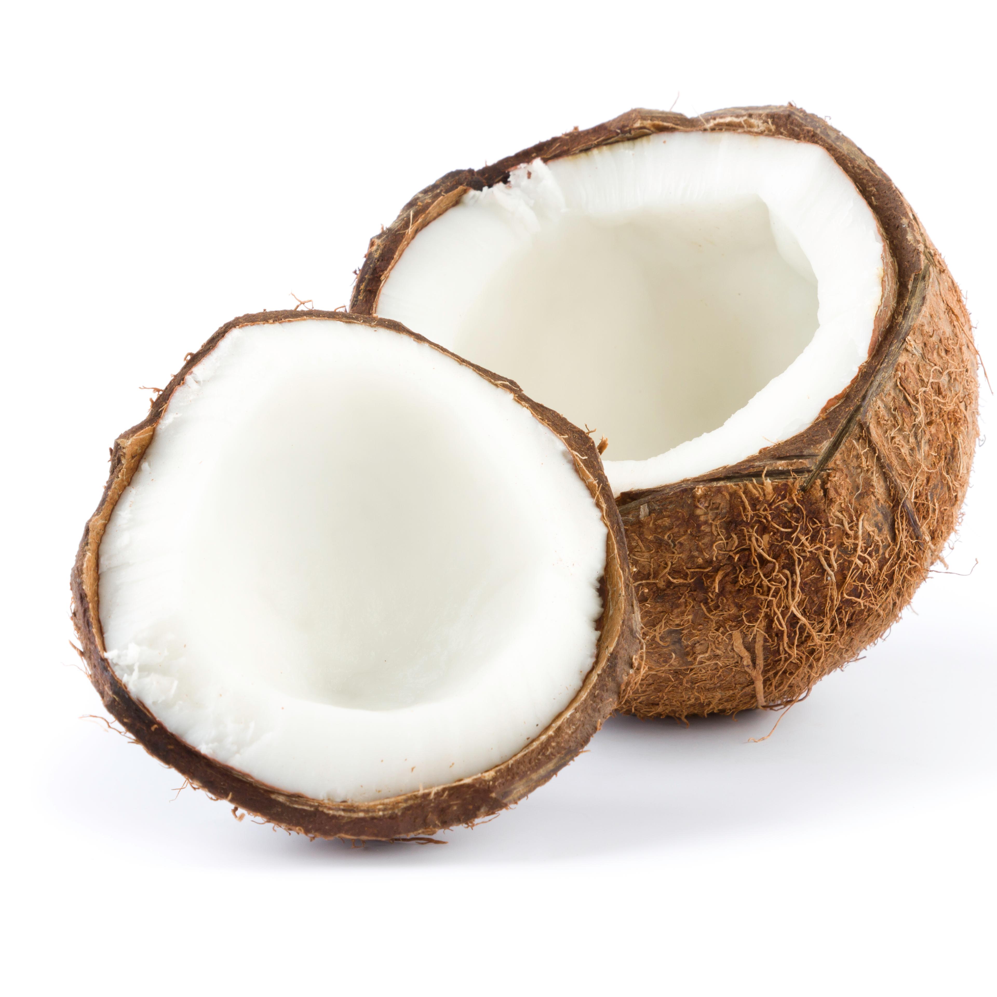 broken coconut isolated on white