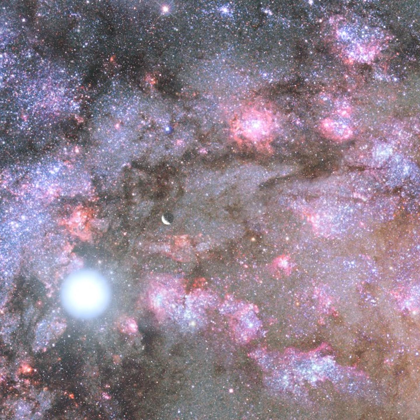 An artist's impression of star birth deep inside the core of young, growing elliptical galaxy.