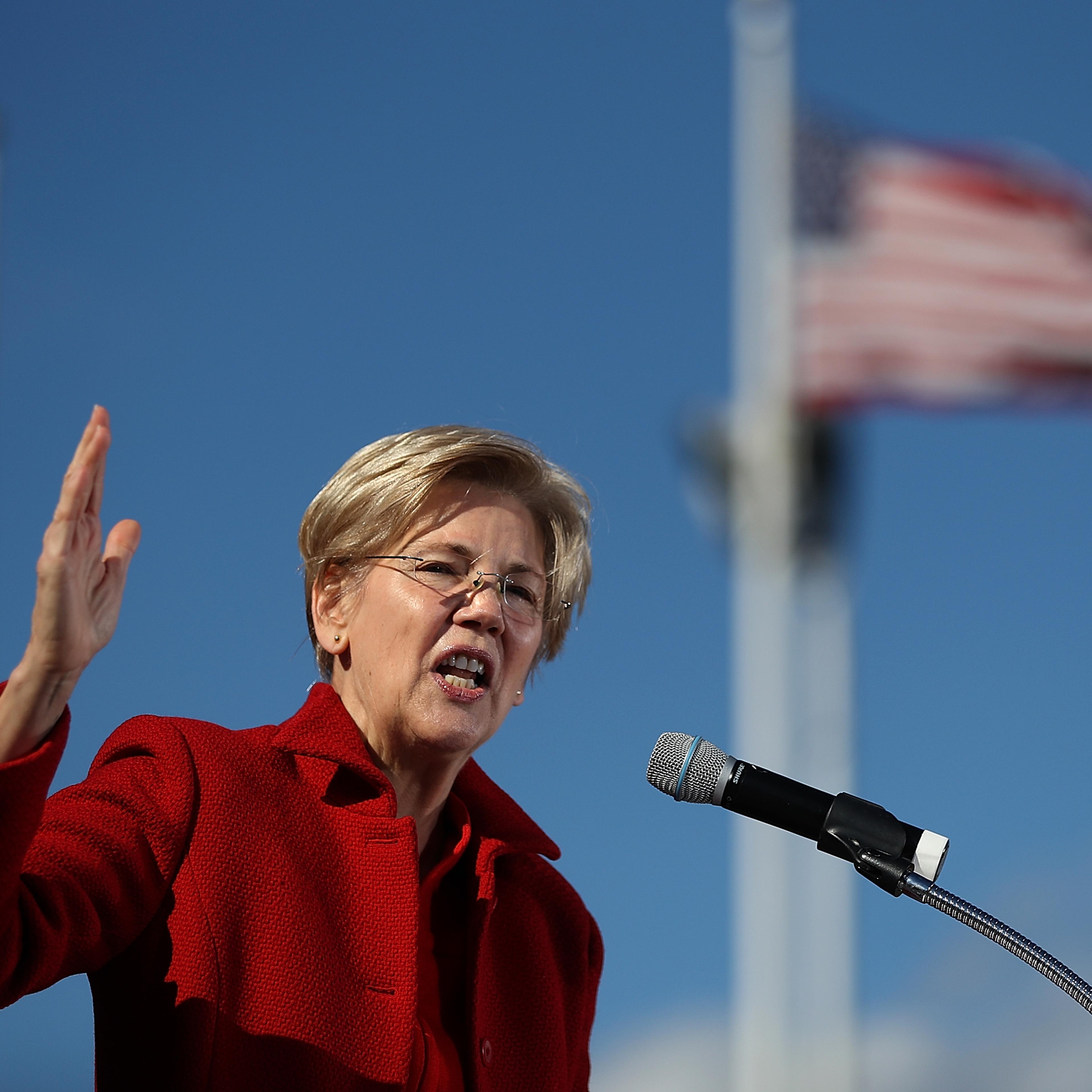 U.S. Sen. Elizabeth Warren (D-MA) speaks during a campaign rally with democratic presidential nominee former Secretary of State Hillary Clinton at St Saint Anselm College on October 24, 2016 in Manchester, New Hampshire.