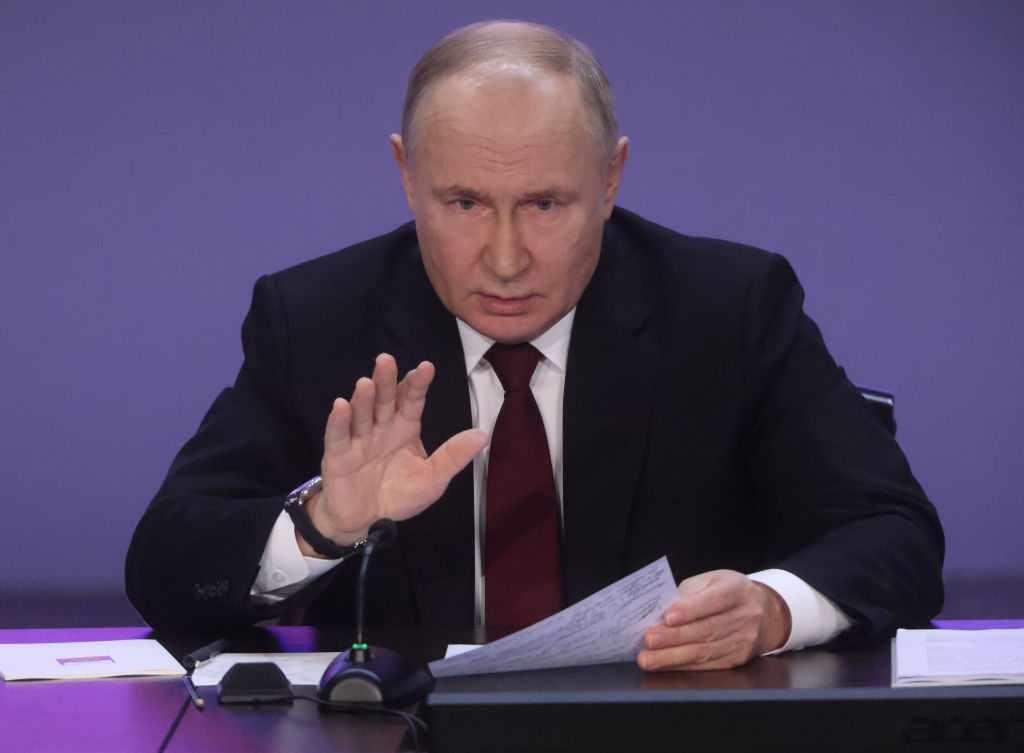 President Putin Attends Expanded Annual Board Of The Interior Ministry At Russian Police HQ