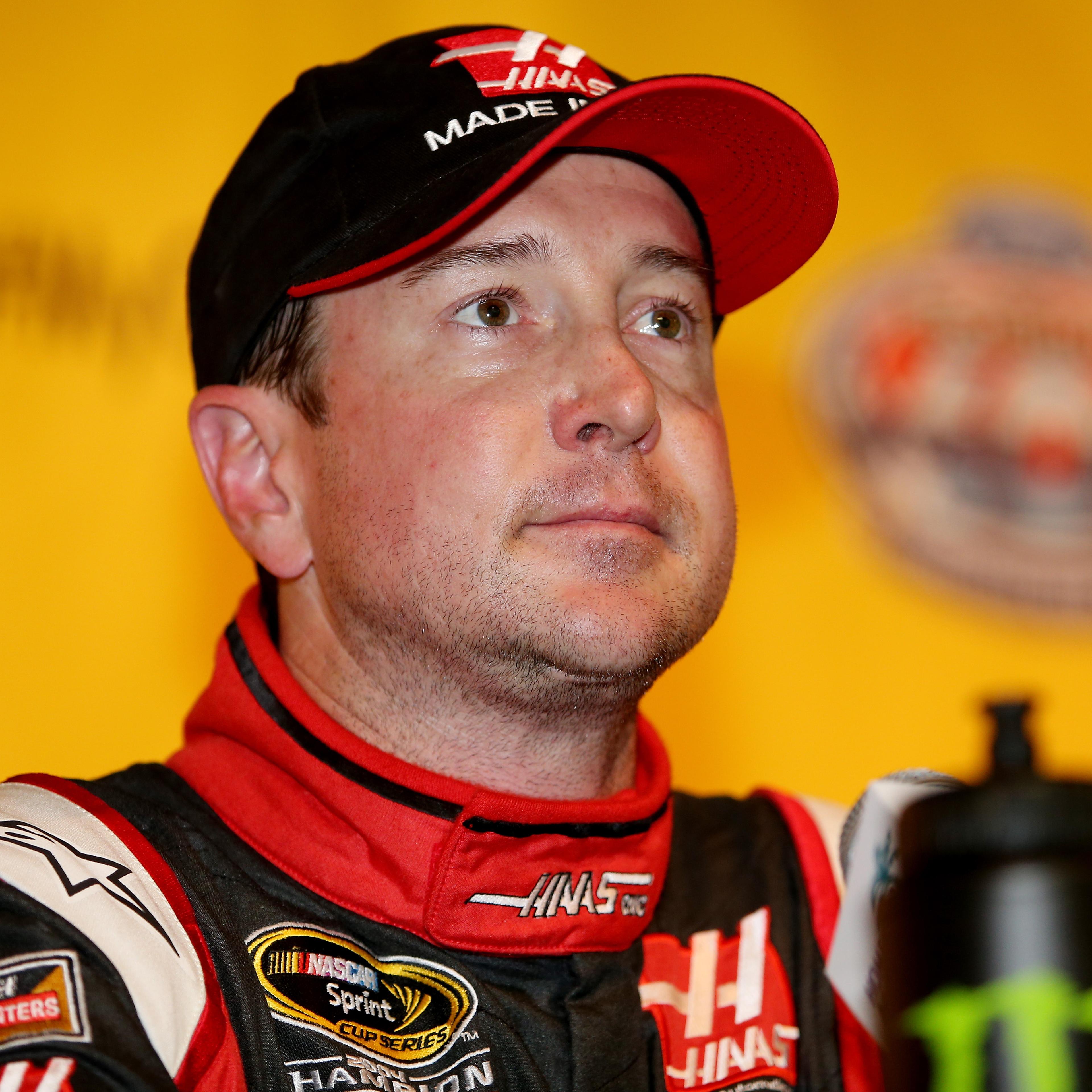 Kurt Busch speaks to the media after qualifying for the NASCAR Sprint Cup Series Ford EcoBoost 400 in Homestead, Fla. on Nov. 14, 2014.